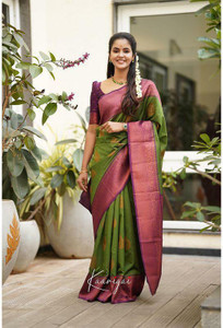 KAKADIYA Woven Kanjivaram Pure Silk Saree