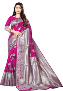 Pionex Woven Banarasi Jacquard, Pure Silk Saree