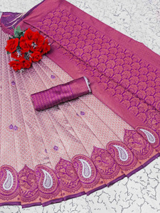 PRANJAL ART Printed, Self Design, Color Block, Digital Print, Embellished, Graphic Print, Floral Print Bollywood Jacquard, Art Silk Saree