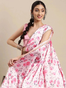 AVANSHEE Printed, Floral Print Bollywood Satin Saree
