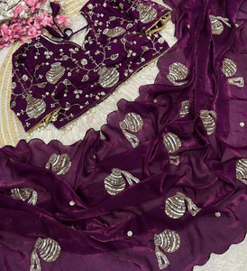 Mortile Designer Studio Embroidered Bollywood Georgette Saree