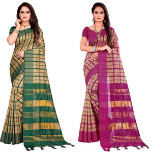 Shaibo saree Checkered Daily Wear Cotton Silk Saree
