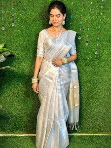 Nilofer Silk Saree Woven, Solid/Plain Banarasi Tissue Saree