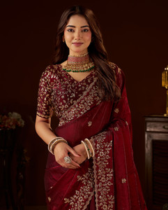Vivan Fab Embroidered Bollywood Satin, Jimmy Jimmy Saree