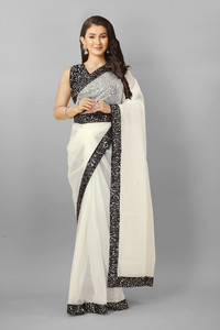 PATTARI Solid/Plain Bollywood Supernet Saree