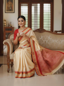 MAADURGA FASHION Temple Border, Woven Sambalpuri Art Silk Saree