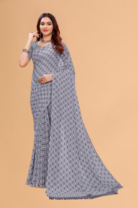 Salco धारीदार रोज़ पहनने वाली जोर्जेट साड़ी