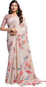 SHRIMAY Floral Print Bollywood Net, Organza Saree