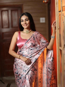 AVANSHEE Printed, Floral Print Bollywood Satin Saree