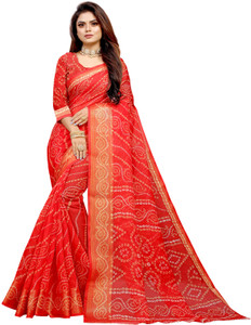 KFASHION Floral Print Banarasi Cotton Blend Saree