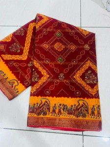 KRISHNA NX Printed Bandhani Pure Cotton Saree