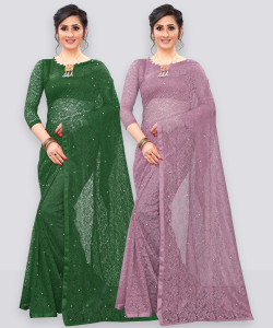 LOROFY Embellished Bollywood Net Saree