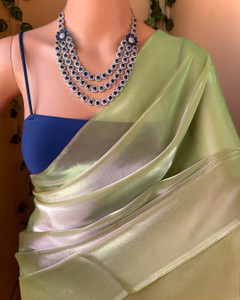 Nxika Solid/Plain Bollywood Chiffon Saree