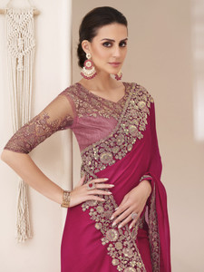 Sareemall Embellished Bollywood Satin Saree