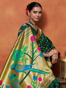 Ethnic Junction Woven Paithani Silk Blend Saree
