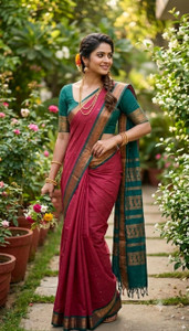 sri amman sarees Woven Gadwal Cotton Blend Saree