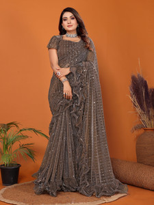miracletex Self Design Bollywood Net Saree