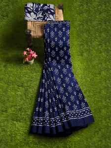 RJ CREATION Printed, Geometric Print Ikkat Pure Cotton Saree