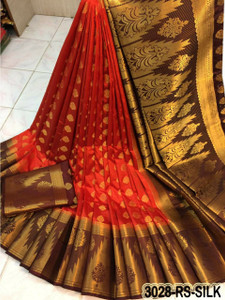 RAGHUNANDAN EXIM Dyed Kanjivaram Nylon Saree
