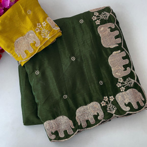 AMIYASILKMILLS Animal Print Bollywood Chiffon Saree