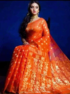 Shrutisareeghar Woven Jamdani Muslin Saree