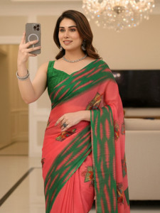 Magneitta Printed Banarasi Chiffon, Georgette Saree