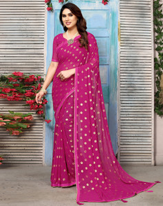 SIRIL Geometric Print, Printed, Embellished Bollywood Georgette Saree