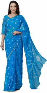 The Fashion Attire Printed Bandhani Chiffon Saree