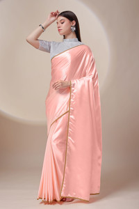 SILK AND SAGE Self Design, Embellished, Embroidered Bollywood Satin Saree