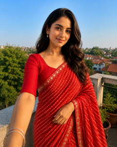 SareeSutrra Floral Print Leheria Georgette Saree