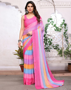 SIRIL Geometric Print, Printed, Striped Daily Wear Georgette Saree