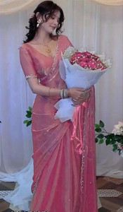 SPIRISA Embellished Bollywood Organza Saree