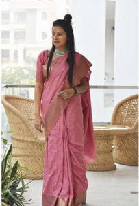 Mollika Woven, Self Design Handloom Cotton Silk, Tussar Silk Saree