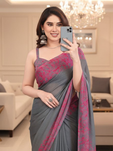 Magneitta Printed Banarasi Chiffon, Georgette Saree