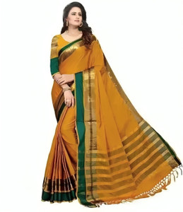 VJ FASHION Solid/Plain Bollywood Cotton Blend Saree