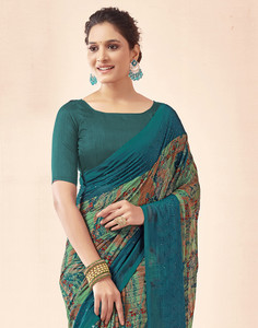 Samah Printed, Embellished Bollywood Georgette Saree