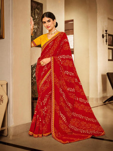Laxmipati sarees Printed Saree with Attached Blouse Chiffon Saree