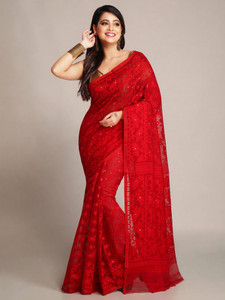 WoodenTant Woven Jamdani Cotton Silk Saree
