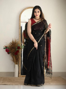 WOMENELEGENCE Woven Banarasi Cotton Silk Saree