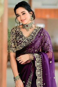Prezzy Fabrizza Embroidered, Embellished Bollywood Pure Silk Saree