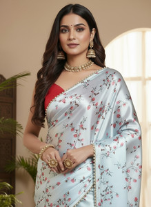 Fabian Fashion Floral Print, Digital Print Bollywood Satin Saree