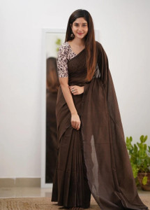 Shyama Sundari Solid/Plain Handloom Pure Cotton Saree