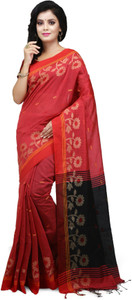 crochetin Self Design Handloom Cotton Silk Saree