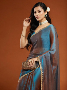 PD CLOTH VILLA Embellished Bollywood Tissue, Pure Silk Saree