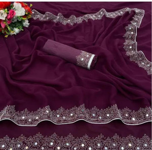 Edina Solid/Plain Bollywood Georgette Saree