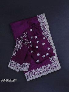 ShiVAdit Ethnic Embroidered, Floral Print, Woven Banarasi Georgette, Chiffon Saree