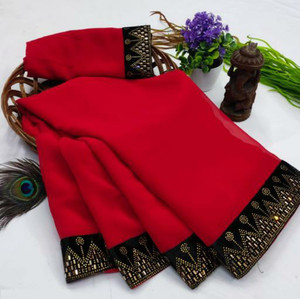 DHRAM CREATION Embroidered Bollywood Georgette Saree