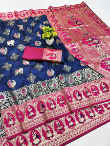 Ratnavali Woven Baluchari Silk Blend, Art Silk Saree