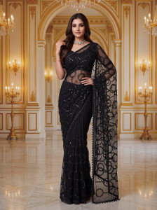 EEMONY FASHION Embellished Bollywood Net Saree