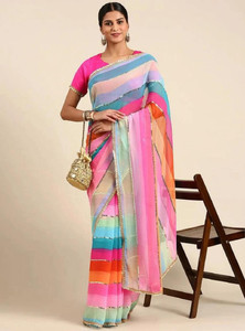 GAVUBAA Striped Bollywood Georgette Saree
